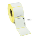 50.8mm x 50.8mm Direct Thermal Labels, Permanent adhesive. 50 Rolls of 1,000 labels - 50,000 labels.